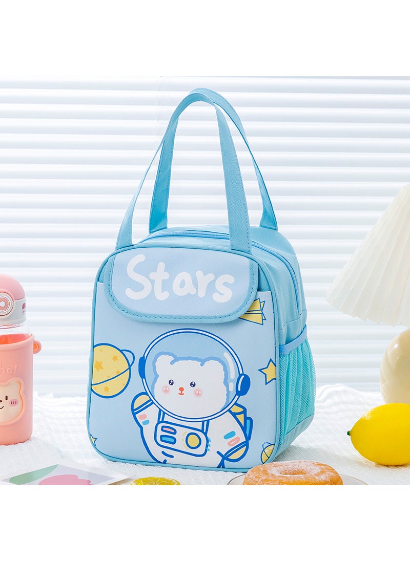 Cartoon Lunch Bag Portable Lunch Box Bag Student Lunch Bag Large Capacity Childrens Thermal Insulation Lunch Bag Wholesale Blue