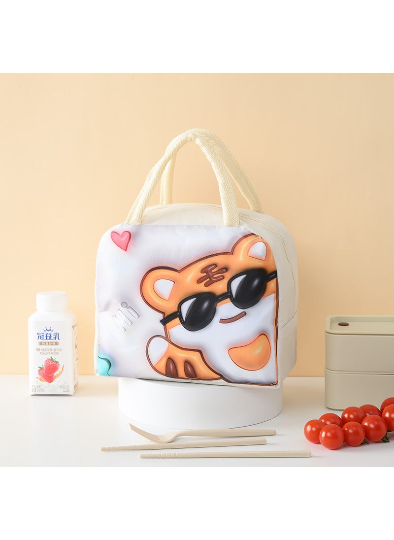 3D Cartoon Insulation Bag Childrens Portable Insulation Bag Oxford Cloth Lunch Bag Cute Lunch Bag Student Lunch Box Bag The White Tiger