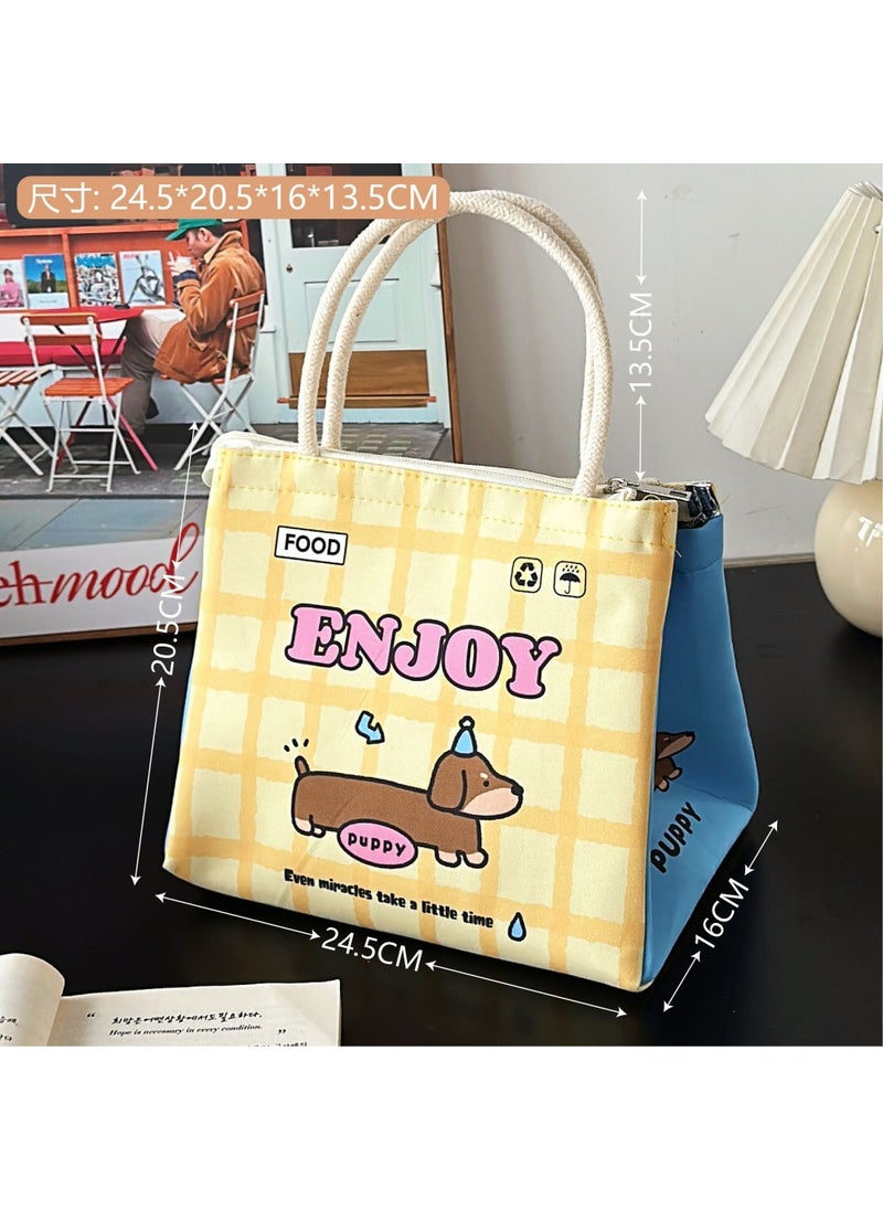 Original High-value Cute Lunch Box Bag Office Student Portable Aluminum Foil Insulated Lunch Box Bag Large Capacity Lunch Bag 2#Sausage puppy-bento bag