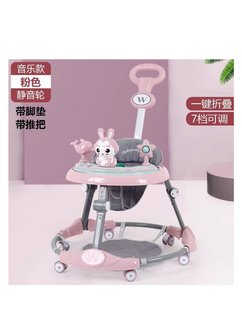 Height adjustable baby walkers, multifunction foldable baby walker anti-rollover anti-o-legs toddler walker for 6-18 months boys & girls