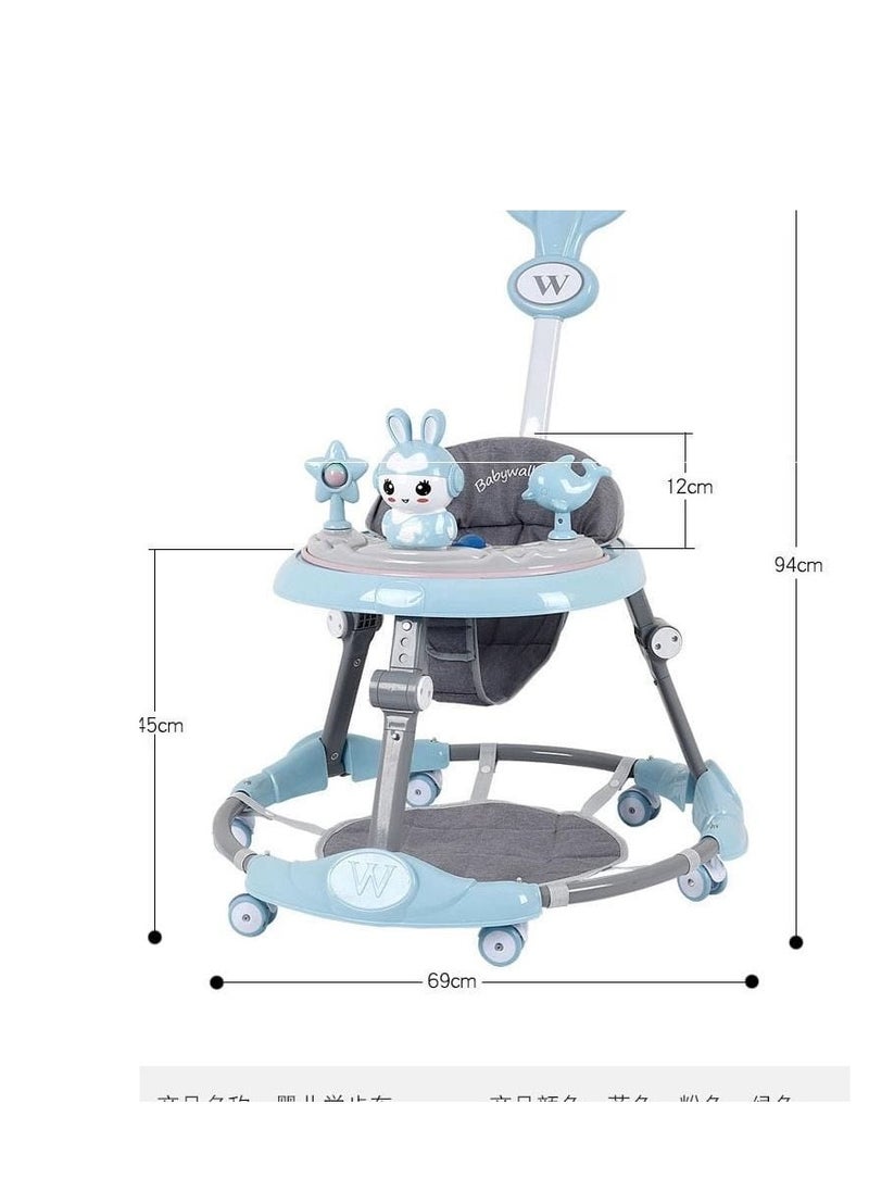 Height adjustable baby walkers, multifunction foldable baby walker anti-rollover anti-o-legs toddler walker for 6-18 months boys & girls