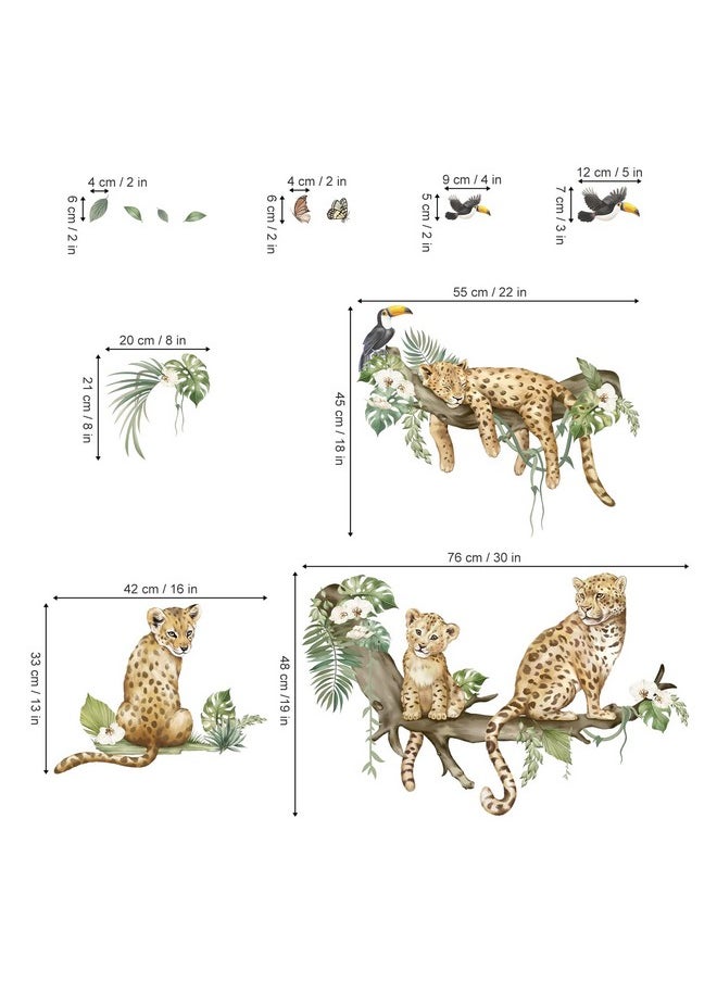 decalmile Leopard Safari Wall Decals Jungle Animals Cheetah Wall Stickers Baby Nursery Boys Girls Bedroom Playroom Home Decor