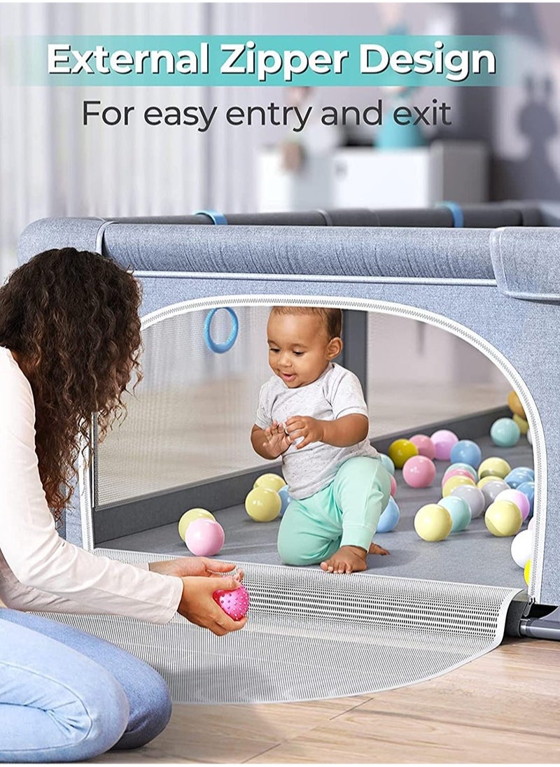 Packable Portable Sturdy Extra Large Baby Safety Activity Center Playard With Gate And Anti-Slip Base, 150 X 180 CM