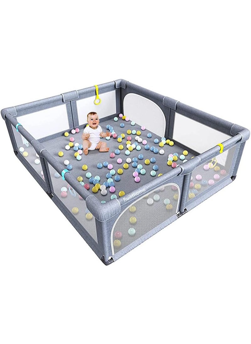 Packable Portable Sturdy Extra Large Baby Safety Activity Center Playard With Gate And Anti-Slip Base, 150 X 180 CM