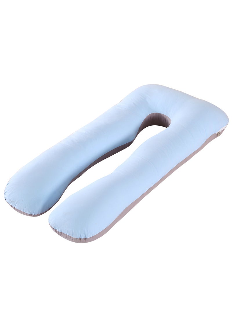 Cotton Multi-Functional U-Shaped Pregnancy Pillow Blue and gray double-cotton twill