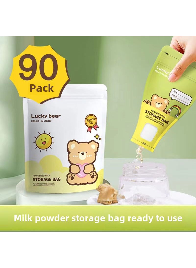 Portable Milk Powder Pouches for Fresh Storage Funnel Type 90 pieces + marker pen