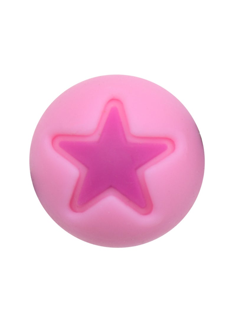 Silicone Double-Sided Heart Beads 15mm Teething Necklace 4# Pink Rose stars