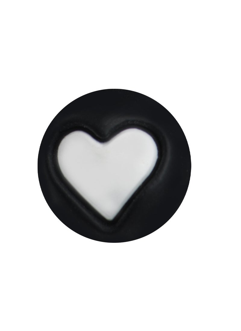 Silicone Double-Sided Heart Beads 15mm Teething Necklace 2# Black and White Love