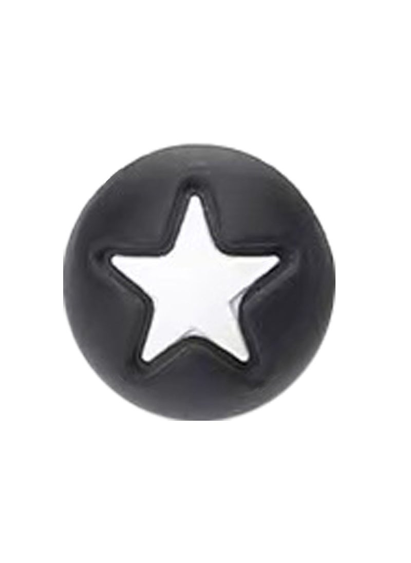 Silicone Double-Sided Heart Beads 15mm Teething Necklace 2# black and white stars