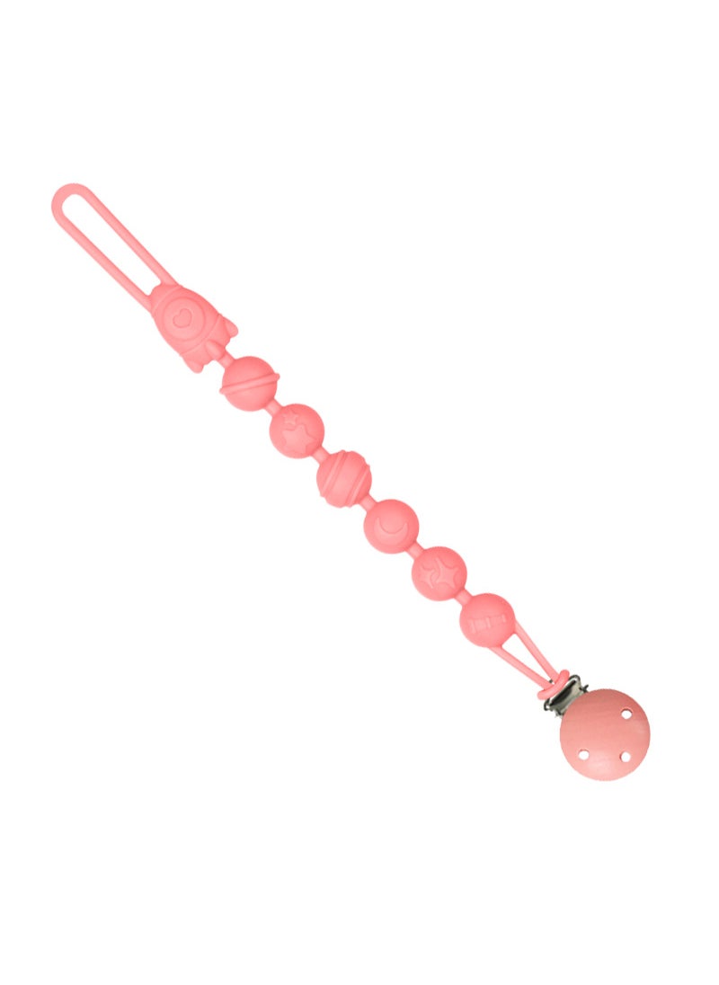 Baby Silicone Teether Pacifier Clip Pink