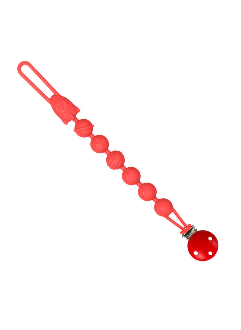 Baby Silicone Teether Pacifier Clip Red