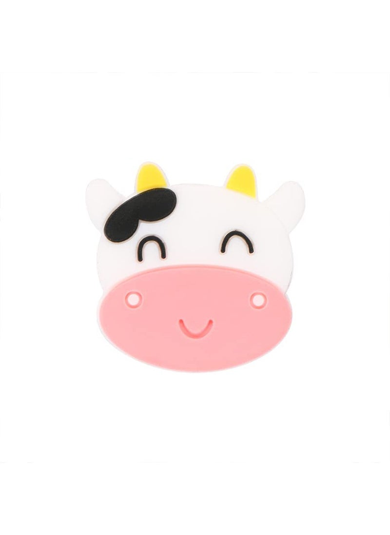 Silicone Beads Teething Necklace for Kids Pink Cow