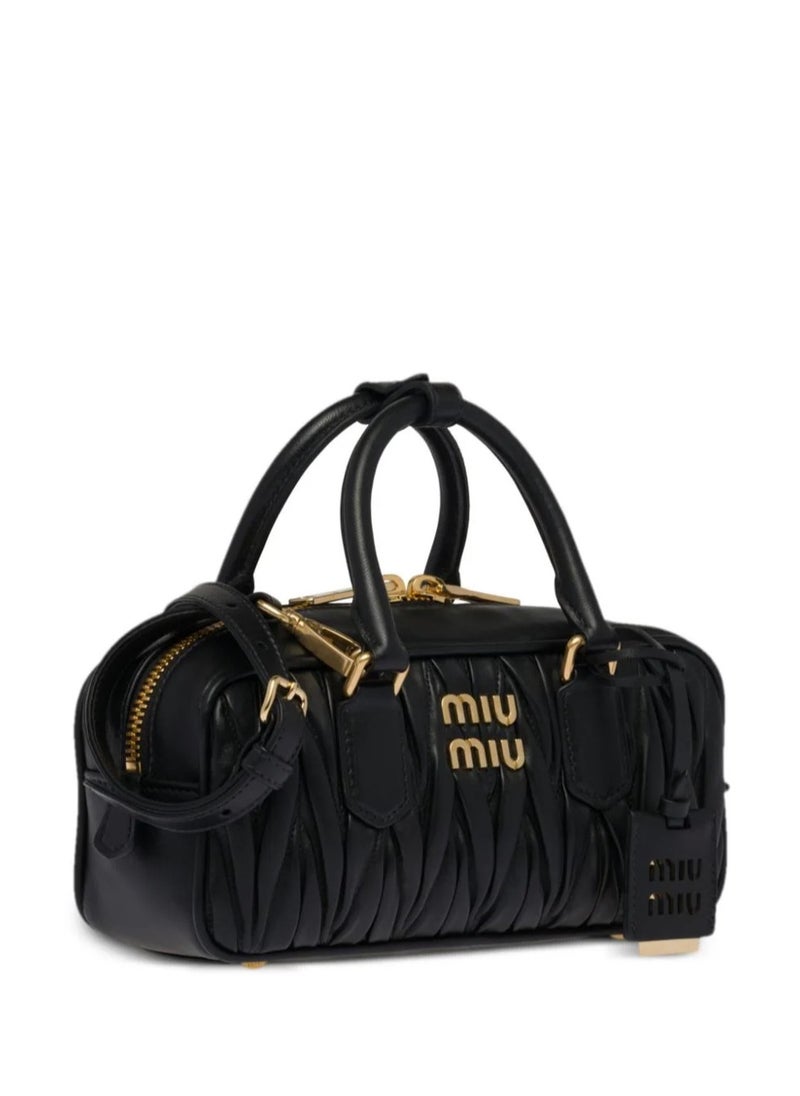 MIU Small Arcadie Top Handle Bag in Matelassé Nappa Leather Crossbody Shoulder