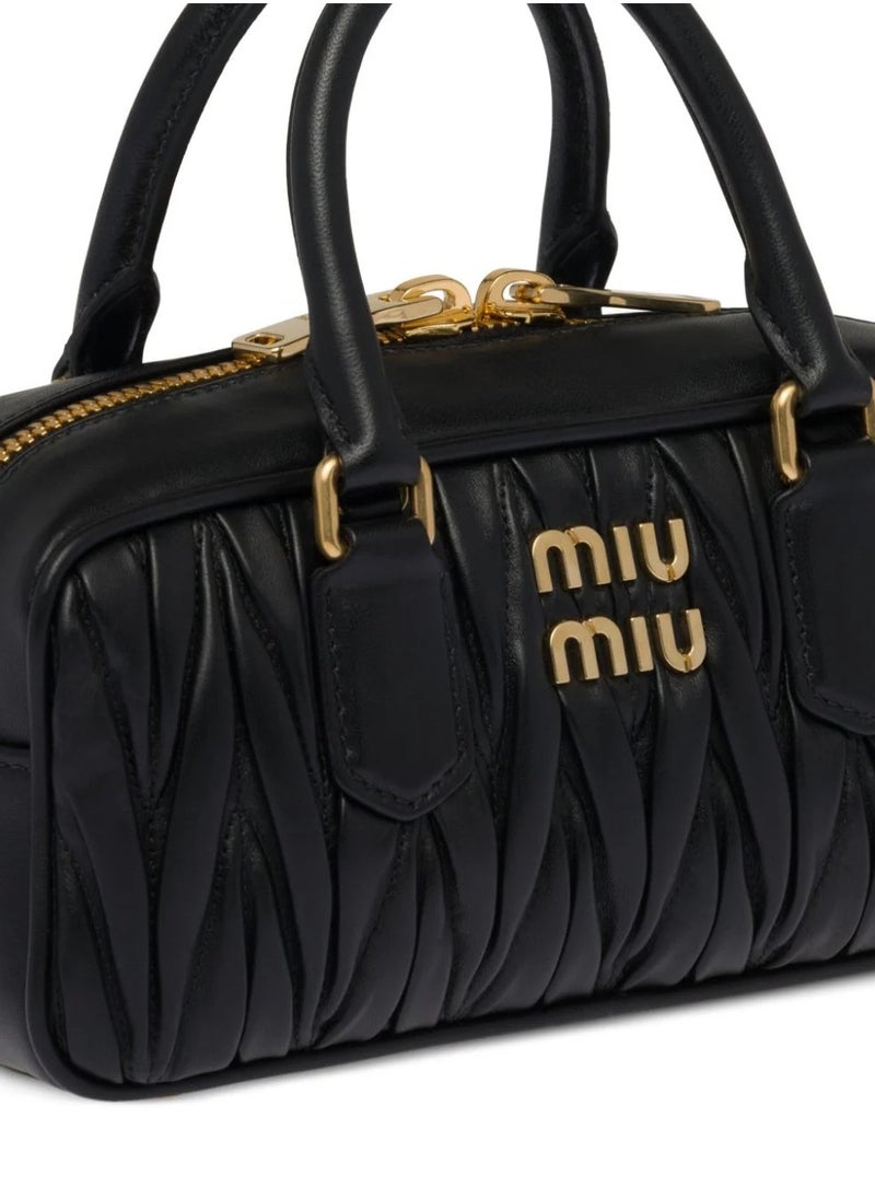 MIU Small Arcadie Top Handle Bag in Matelassé Nappa Leather Crossbody Shoulder