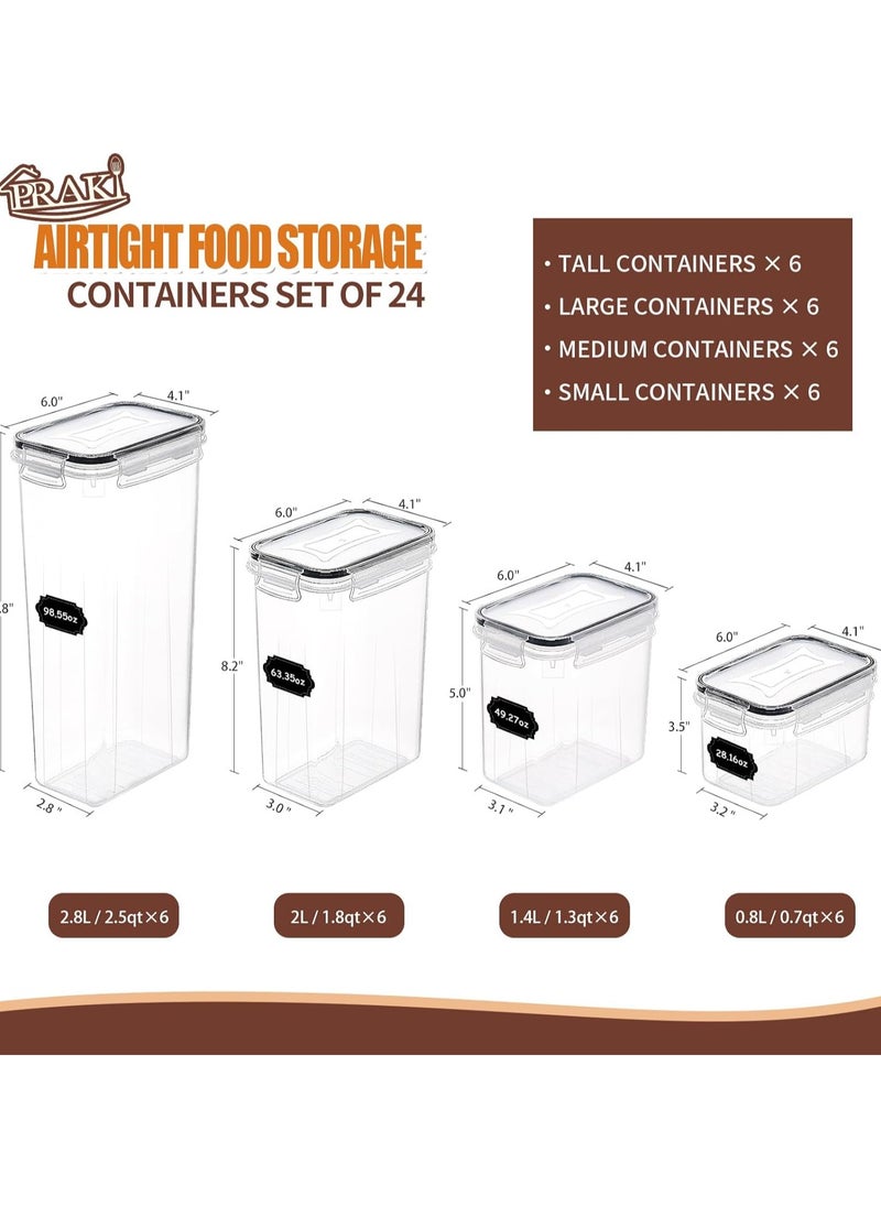 Airtight Food Storage Containers Set with Lids - 24 PCS, BPA Free Kitchen and Pantry Organization, Plastic Leak-proof Canisters for Cereal Flour & Sugar - Labels & Marker