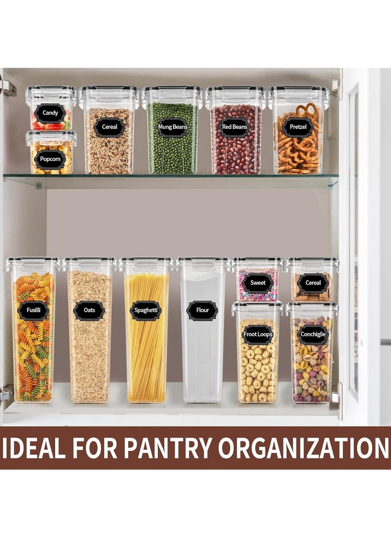 Airtight Food Storage Containers Set with Lids - 24 PCS, BPA Free Kitchen and Pantry Organization, Plastic Leak-proof Canisters for Cereal Flour & Sugar - Labels & Marker