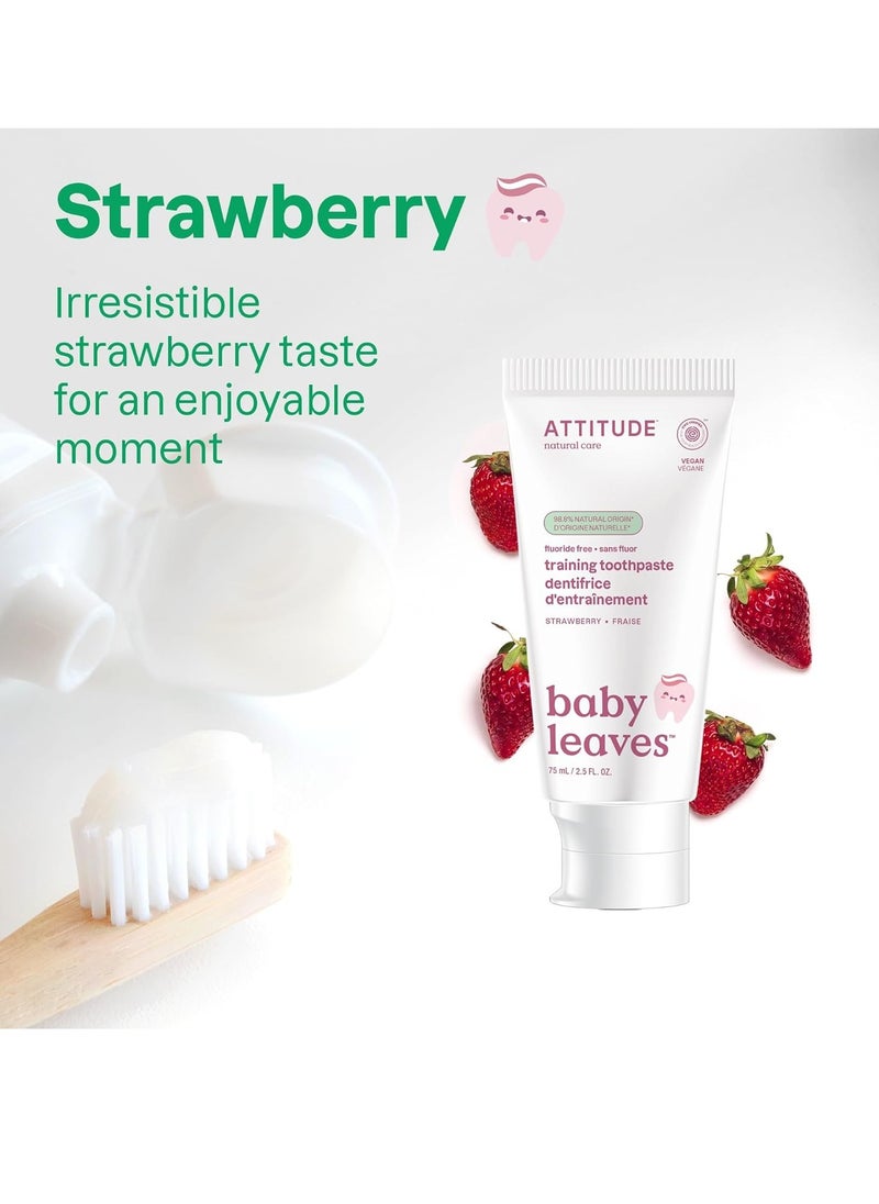 Baby and Child Fluoride Free Training Toothpaste Natural Vegan EWG Verified Strawberry 75 Grams