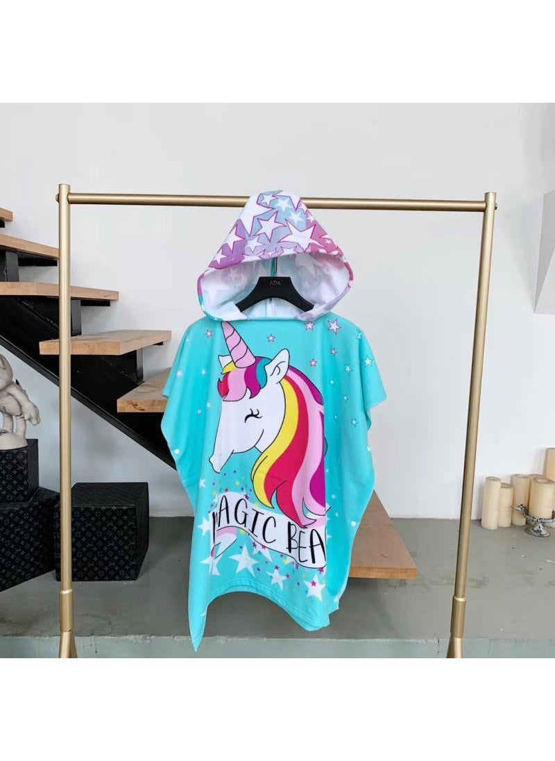 Cross-border large childrens bath towel cloak baby bath quick-drying wearable childrens bathrobe cartoon cloak bath towel Little Pony gift storage backpack (75 * 150cm suitable for 5-15 years old)