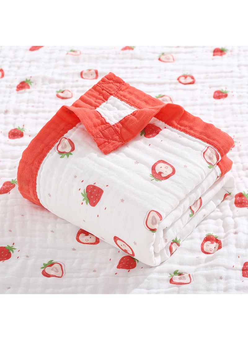 Soft Cotton Newborn Baby Bath Towel and Swaddle Sweet Strawberry