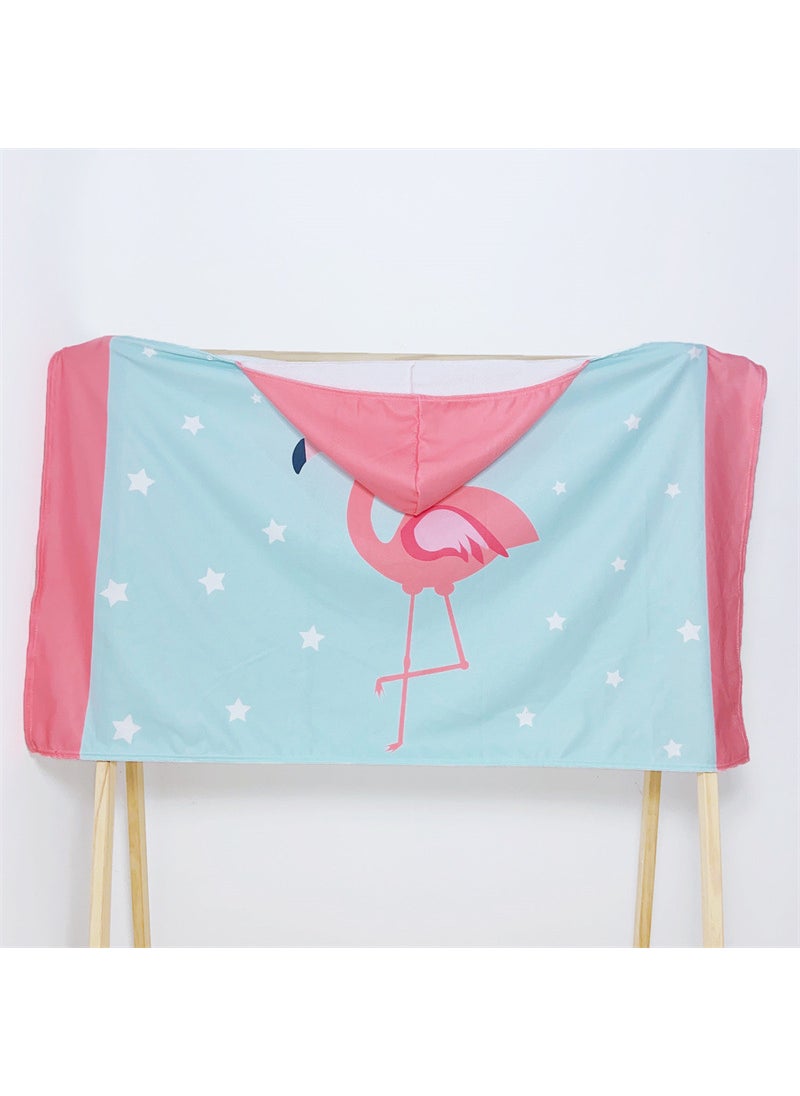 Oversized Cartoon Hooded Beach Towel Robe for Kids Flamingo stars