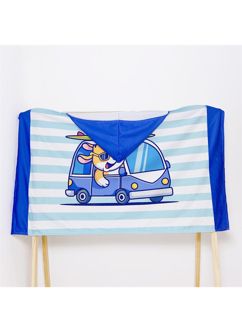 Oversized Cartoon Hooded Beach Towel Robe for Kids Shiba Inu