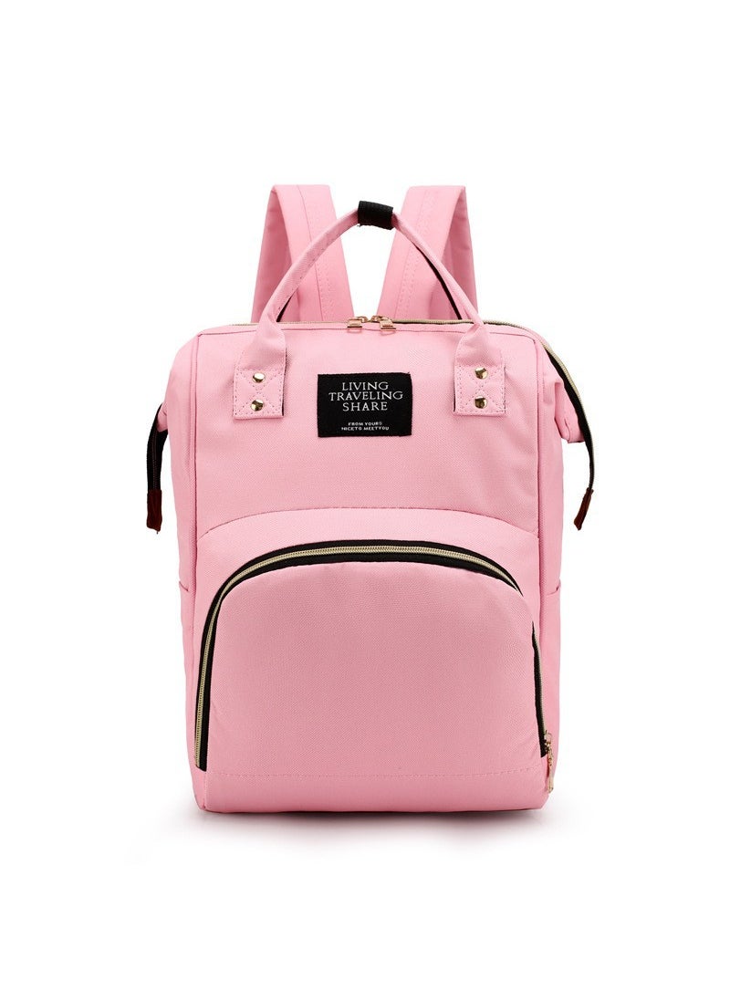 Mummy Bag 2024 new portable backpack insulated out backpack large capacity multi-functional mother and baby bag cross-border Light pink