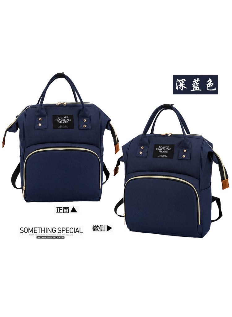 Portable Mummy Bag Foreign Trade New Fashion Maternal and Baby Bag Multi-functional Large Capacity Backpack Travel Mummy Bag Dark blue