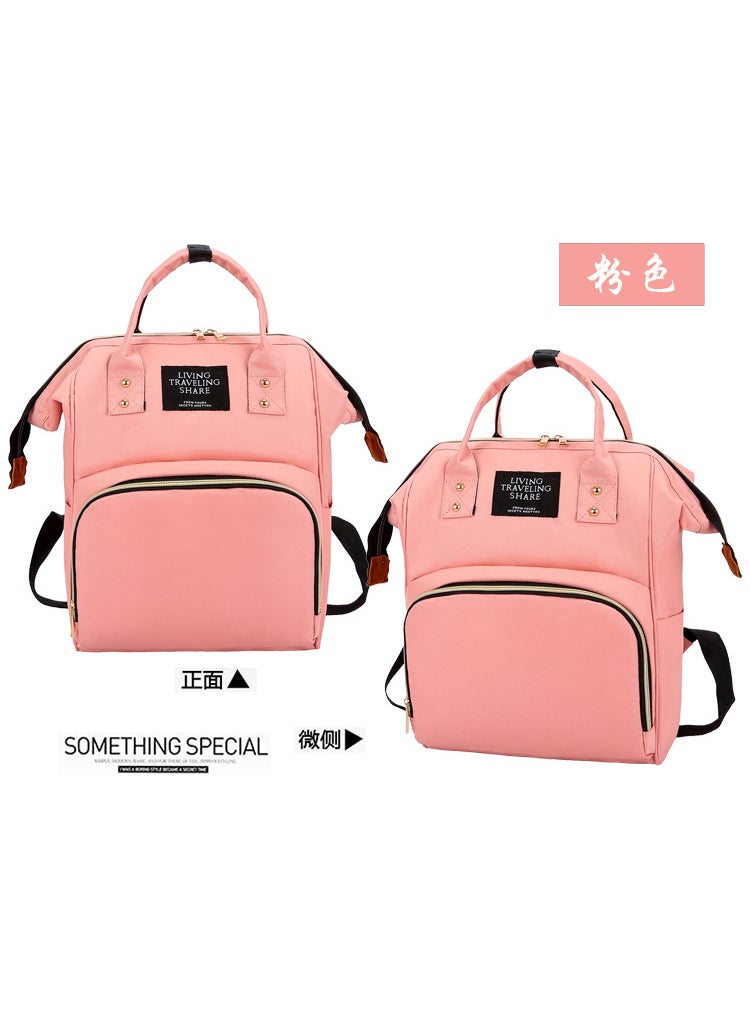 Portable Mummy Bag Foreign Trade New Fashion Maternal and Baby Bag Multi-functional Large Capacity Backpack Travel Mummy Bag Meat pink.