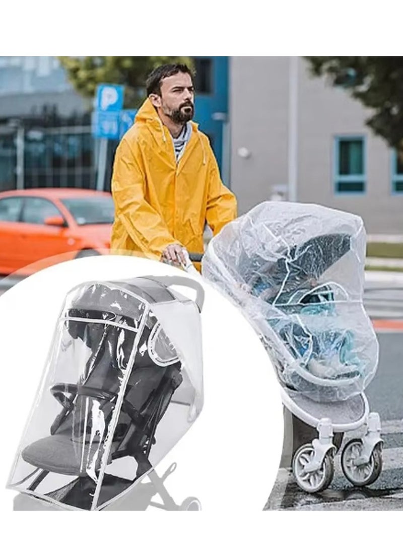 Clear Stroller Rain Cover Protect from Wind Snow Dust Easy to Install Remove