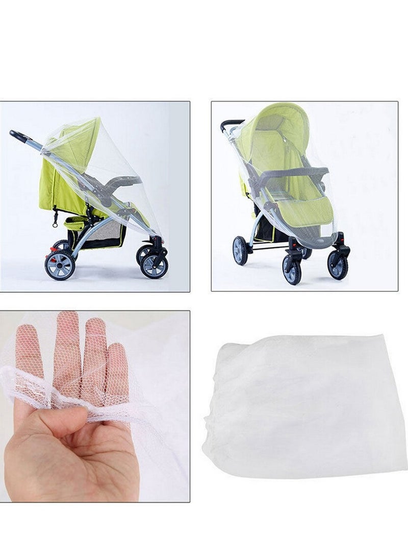 Baby Stroller Insect Net Cover, 59 Inch Large Size for Stroller, Infant Carriers, Car Seats, Cribs, Bassinets, Playpens, Full Mesh Cover (White) Polyester Mesh