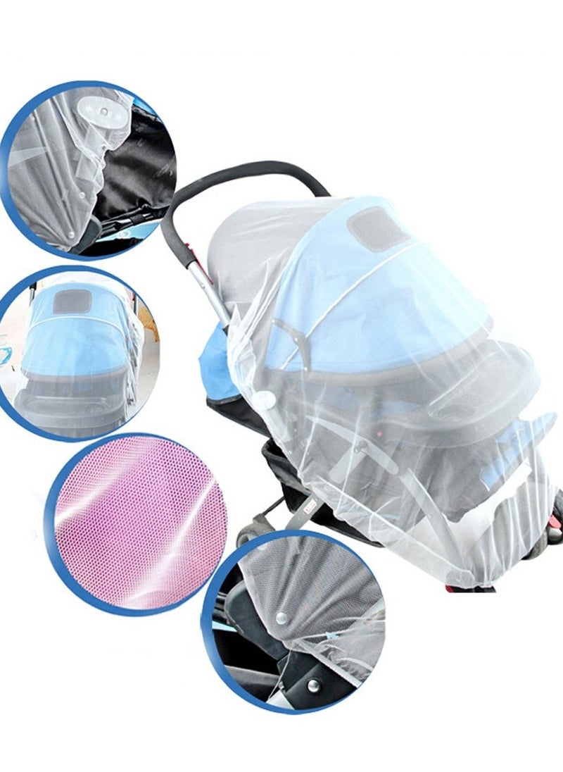 Baby Stroller Insect Net Cover, 59 Inch Large Size for Stroller, Infant Carriers, Car Seats, Cribs, Bassinets, Playpens, Full Mesh Cover (White) Polyester Mesh