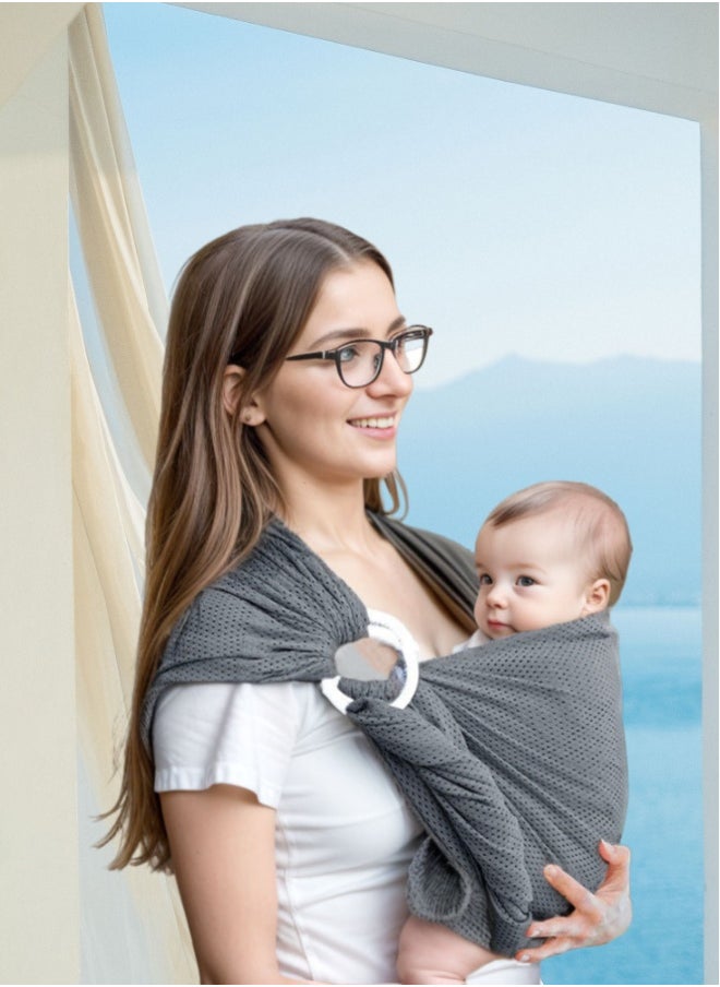 Ring Sling Baby Carrier, Summer Mesh Breathable Baby Wraps Carrier- Newborn to Up to 3 years old - for Moms, Dads and Caregivers