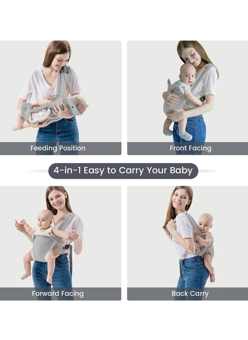 Baby Carrier Newborn to Toddler with Pocket, 4-in-1 Easy to Wear Ergonomic Adjustable Breathable Carrier Slings, Perfect for Baby Infants up to 15kg Toddlers