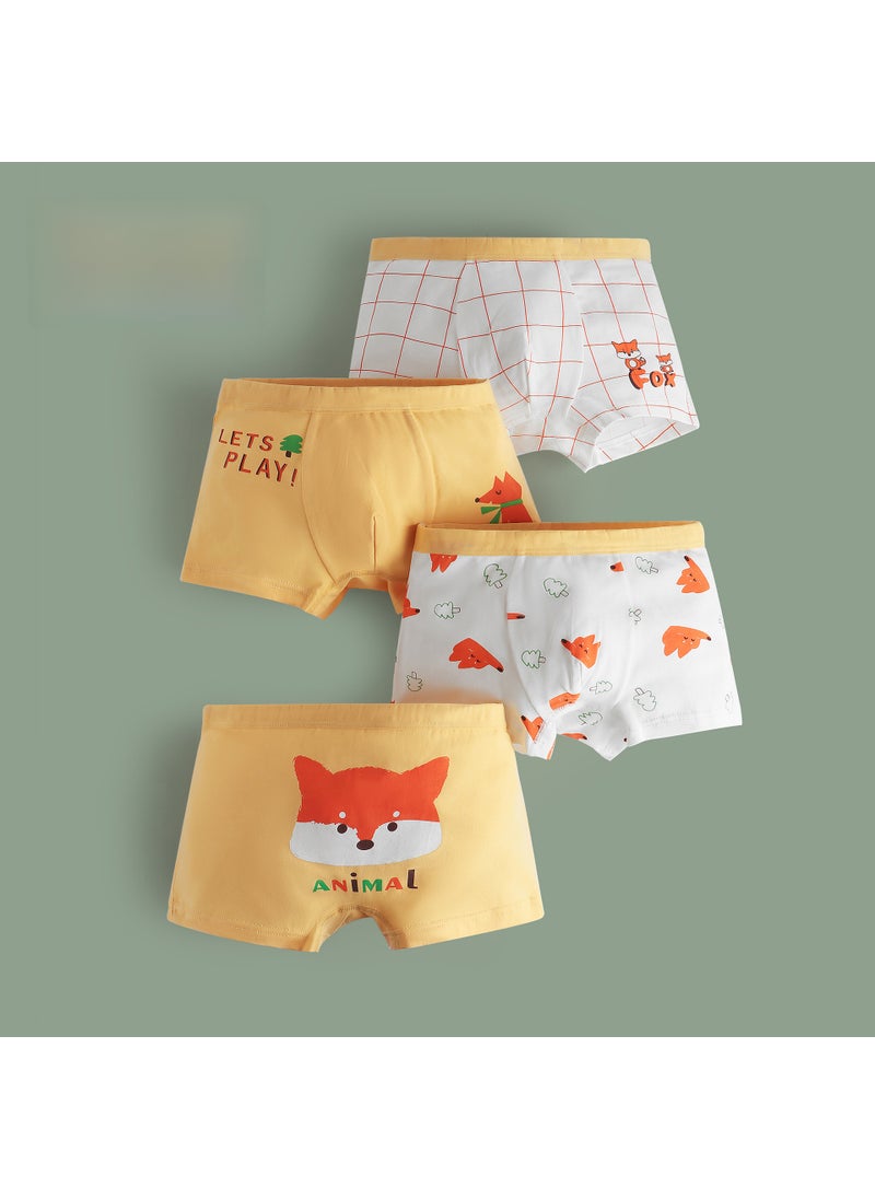 Boys Pure Cotton Cartoon Boxer Briefs 5A Antibacterial Little fox PJ683