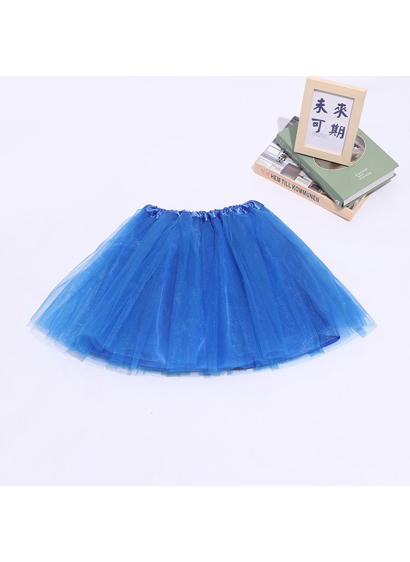 Kids Tutu Skirt Dance Performance Triple Layer TulleBlue Blue