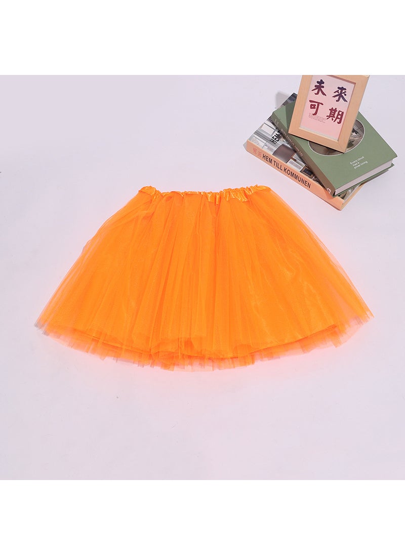 Kids Tutu Skirt Dance Performance Triple Layer TulleOrange Red Orange Red