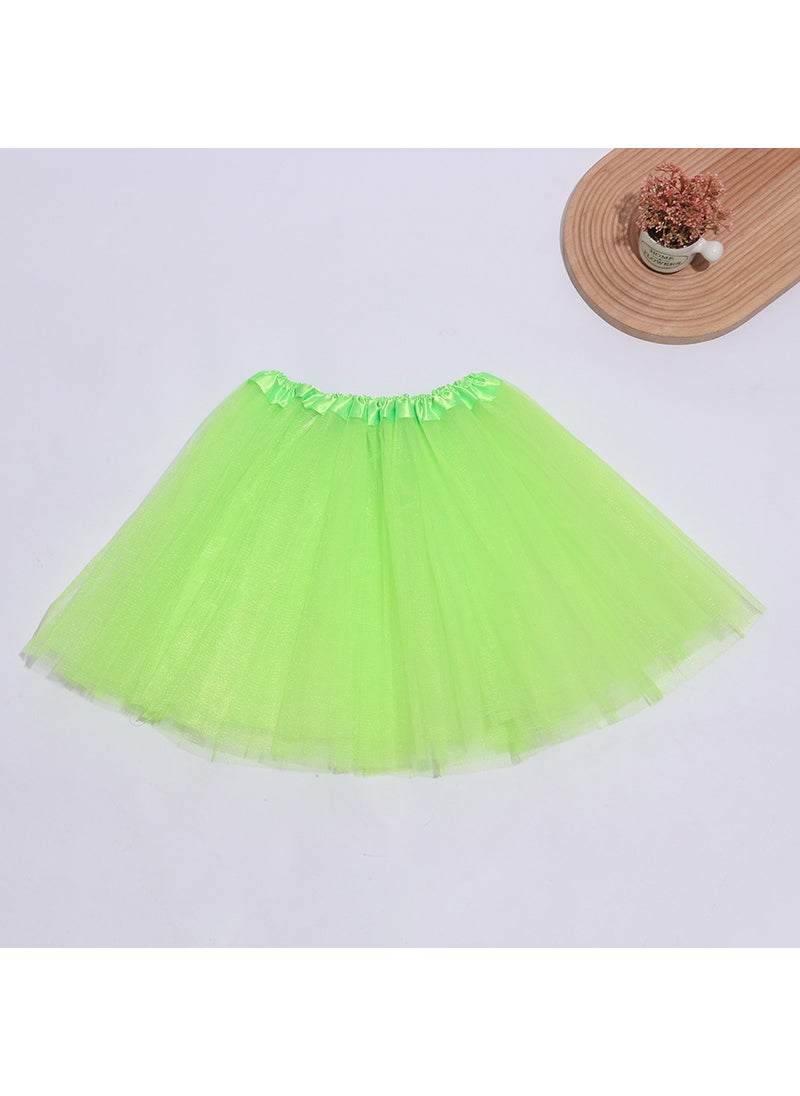 Kids Tutu Skirt Dance Performance Triple Layer TulleFruit Green Fruit Green