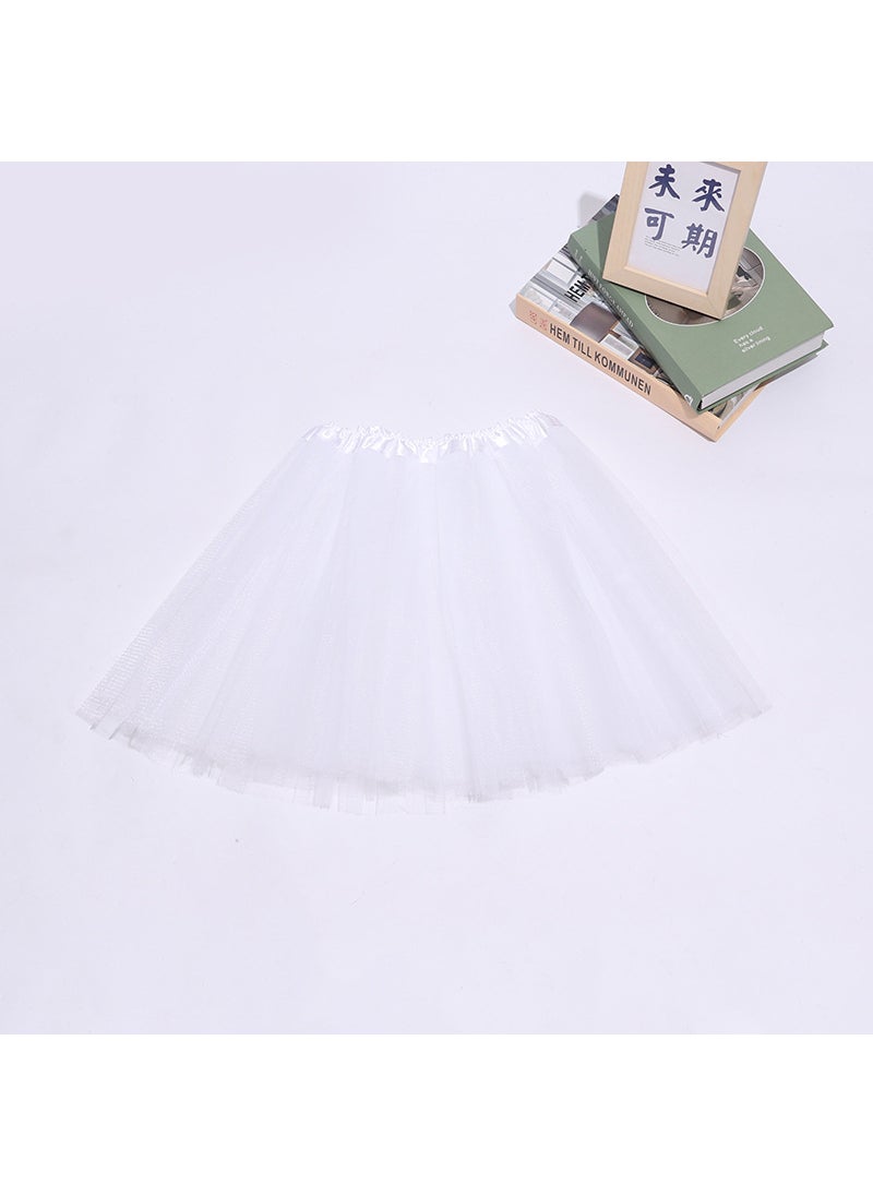 Kids Tutu Skirt Dance Performance Triple Layer TulleWhite White