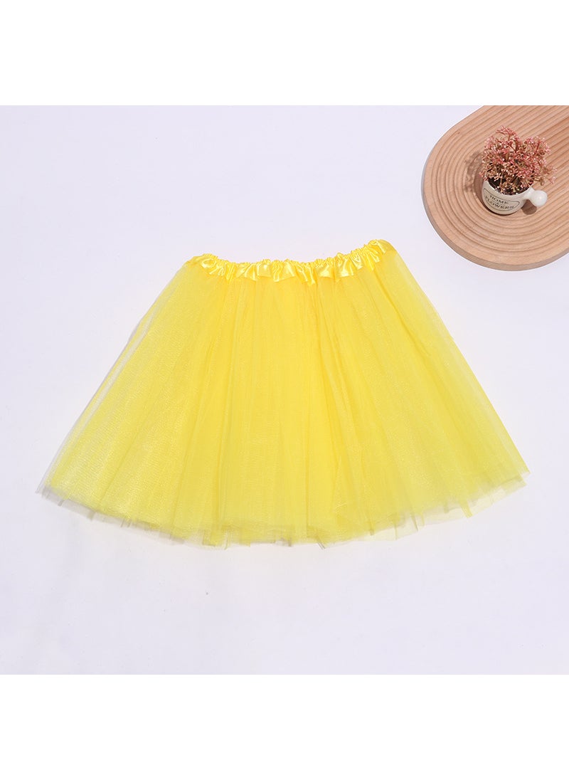 Kids Tutu Skirt Dance Performance Triple Layer TulleYellow Yellow