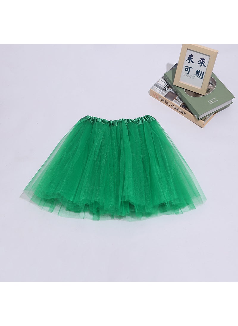 Kids Tutu Skirt Dance Performance Triple Layer TulleGreen Green