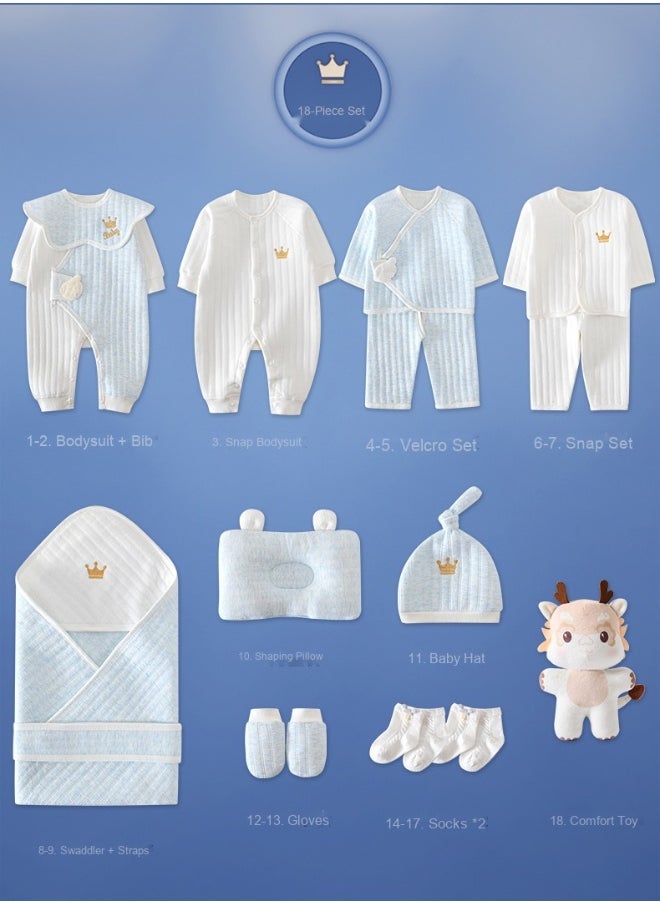 18 PCS Newborn Baby Gift Box Babies Clothes Set Infant Clothing Rompers Coat Socks Hat 100% Cotton for Boys & Girls