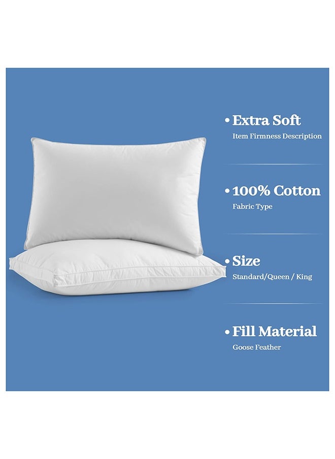 Princess Hotel Pillow Pack Of 2 Microfiber 1Cm Stripe Pillow, 1000Grms, Queen Cotton White 75x50x12cm