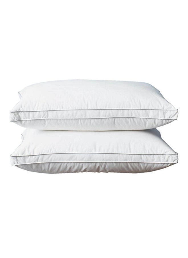 Princess Hotel Pillow Pack Of 2 Microfiber 1Cm Stripe Pillow, 1000Grms, Queen Cotton White 75x50x12cm