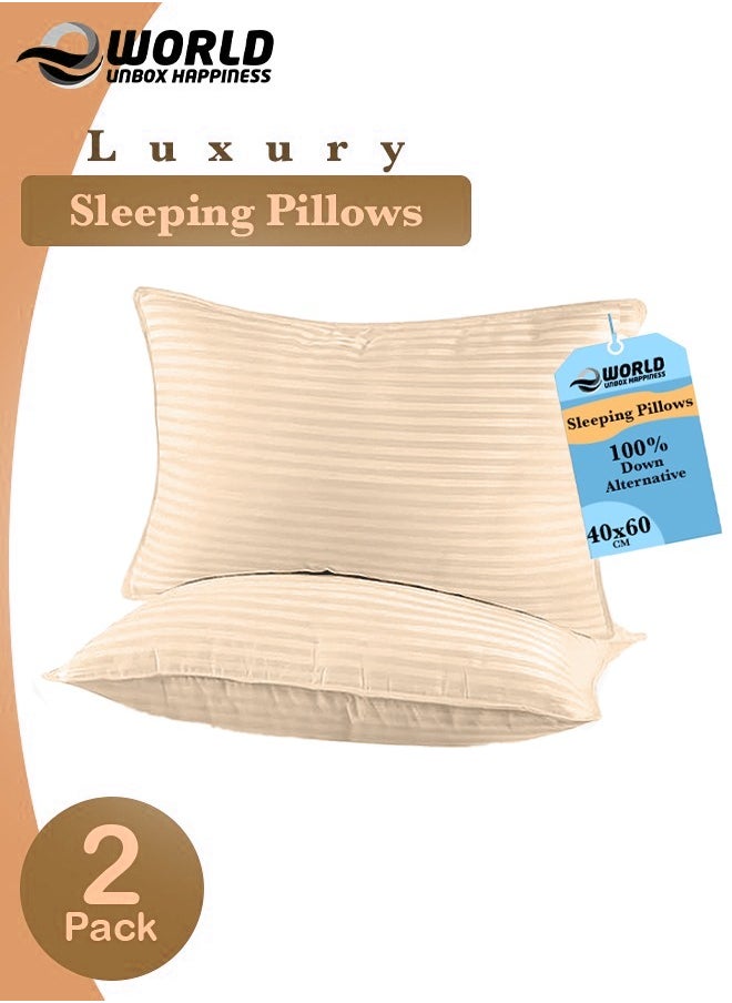 Pack of 2 Premium Down Alternative Filled Bed Pillows, Featuring Breathable Cover, Microfiber Filling and Plush Bounce-Back Design, Hypoallergenic and Luxurious Hotel Quality Pillow Set, Available in Elegant Color Options