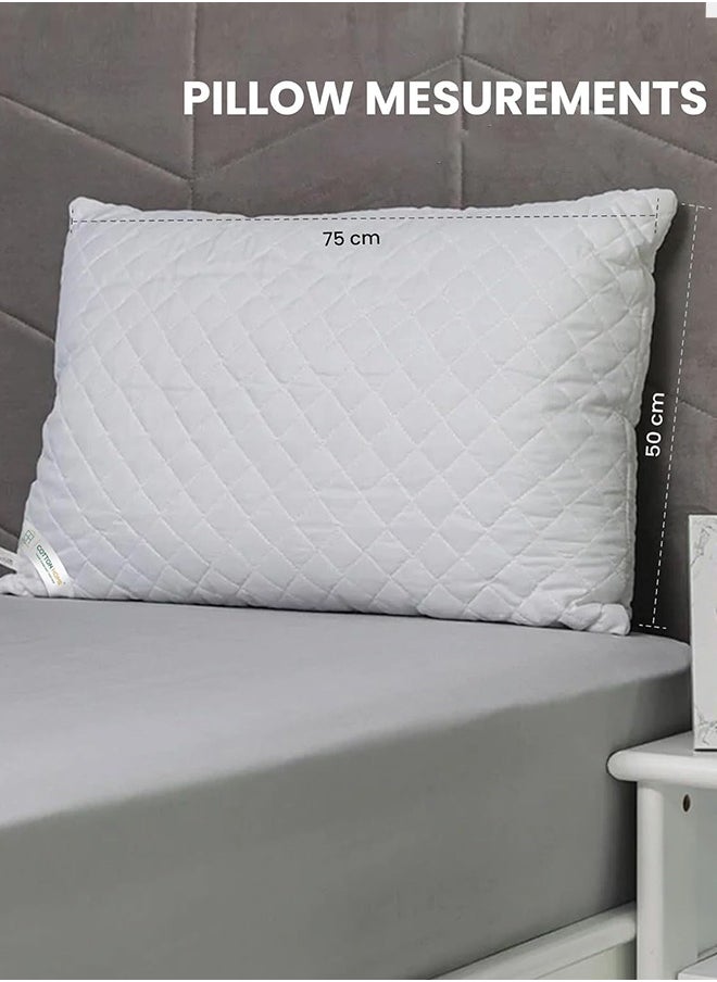 2-Pack Hotel-quality White bed Pillows, Diamond Quilted for Side & Stomach Sleepers, Hypoallergenic, Soft & Fluffy, Lightweight & Breathable with Durable Polyester Filling for Supreme Comfort (50x75 cm)