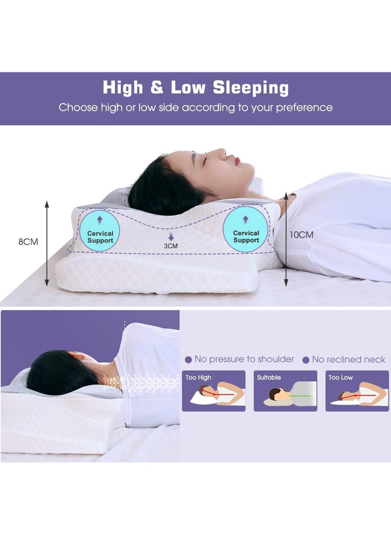 Butterfly Shape Cervical Pillow for Shoulder and Neck Pain Relief, Memory Foam Neck Pillow, Ergonomic Orthopedic Neck Support Pillow for Side Back Stomach Sleeping with Washable Cover.