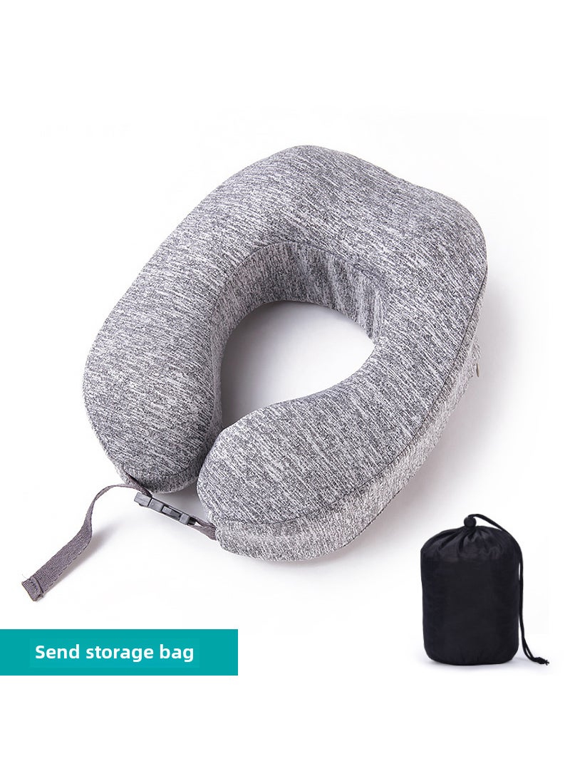 Memory Foam U-Shaped Travel Pillow SetF12-light gray + storage bag F12-light gray + storage bag