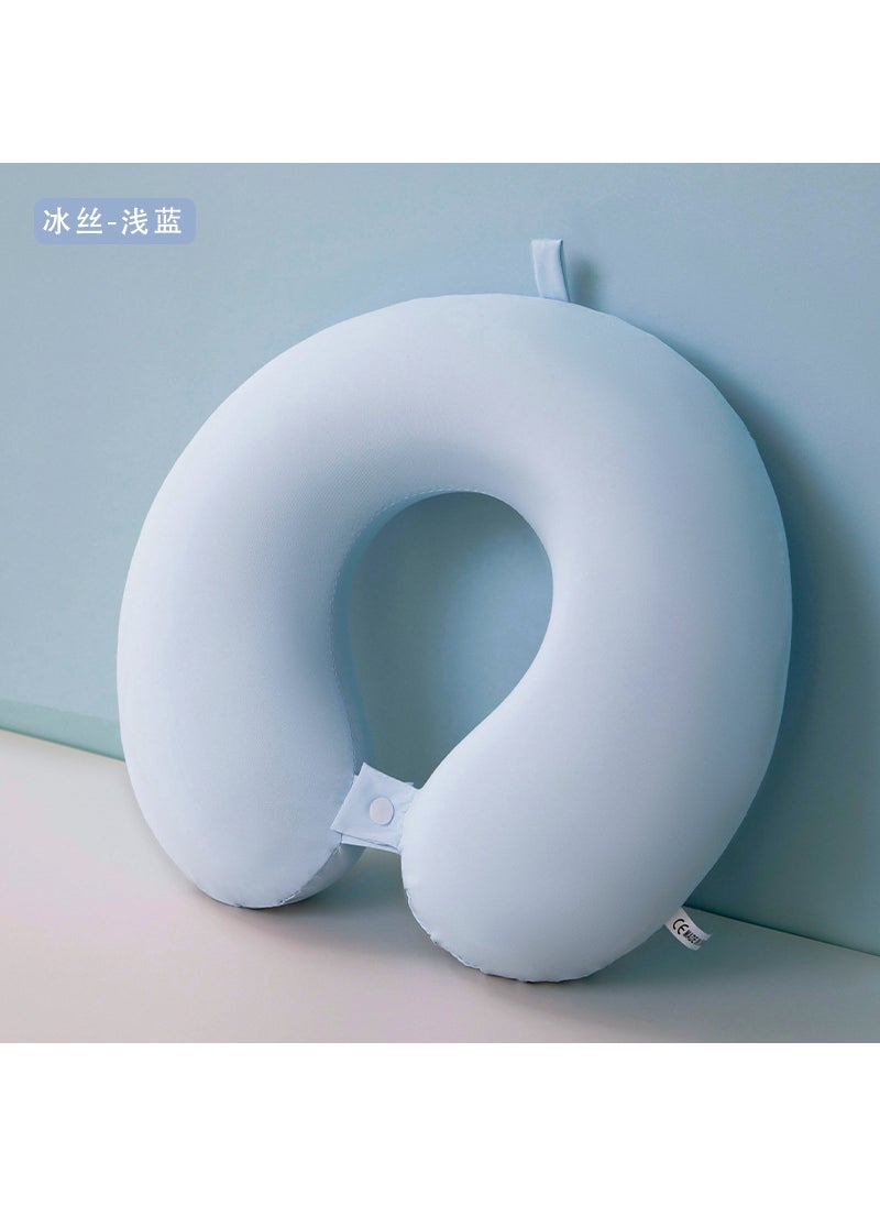 Cartoon Unicorn Memory Foam U-shaped Pillow Pillow Pillow for Cervical Spine Pillow for Aircraft Travel Portable Neck Pillow with LOGOIce silk u-shaped pillow-light blue Ice silk u-shaped pillow-light blue