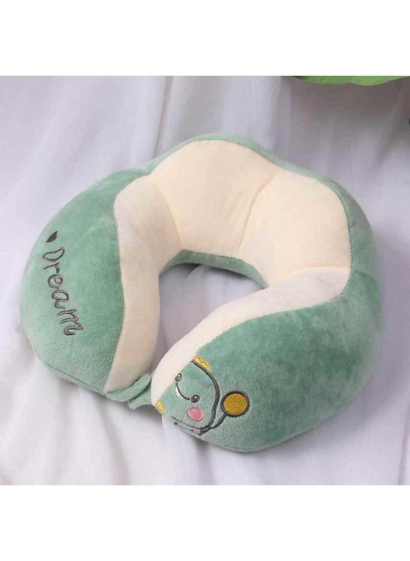 Cartoon U-Shaped Travel Neck PillowDouble embroidery green dinosaur-Crystal Velvet Double embroidery green dinosaur-Crystal Velvet