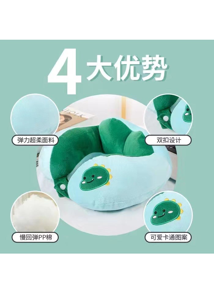 U-shaped pillow neck protection removable and washable cervical memory foam neck pillow U-shaped pillow cute headrest neck car sleeping pillowColorblock Green Dinosaur Colorblock Green Dinosaur